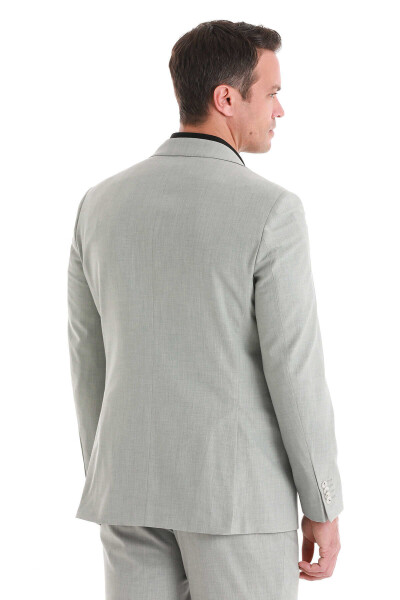 Gri Slim Fit Mono Yaka Klasik Takım Elbise - 7
