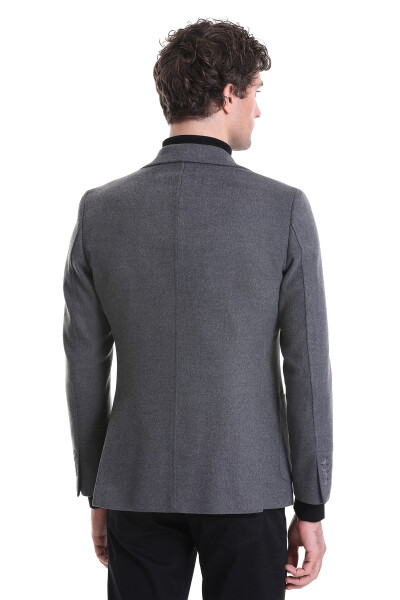 Gri Slim Fit Mono Yaka Casual Ceket - 8