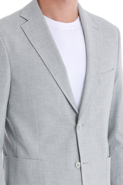 Gri Slim Fit Mono Yaka Casual Takım Elbise - 6