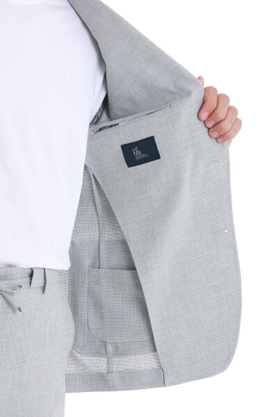 Gri Slim Fit Mono Yaka Casual Takım Elbise - 7