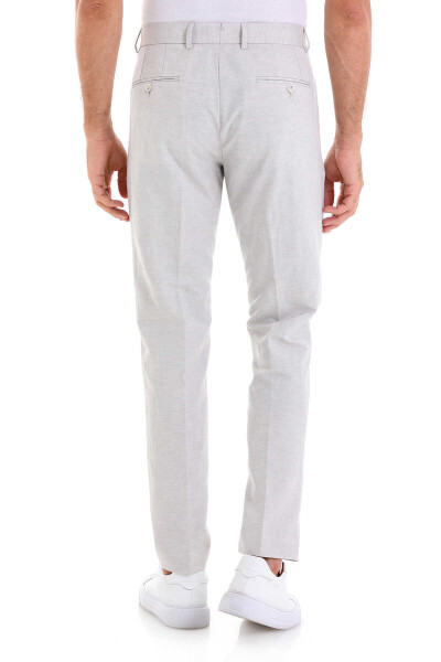 Gri Slim Fit Yandan Cep Keten Pantolon - 5