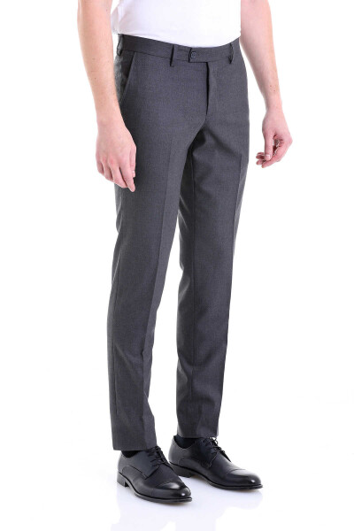 Gri Slim Fit Yandan Cep Flanel Pantolon - 3