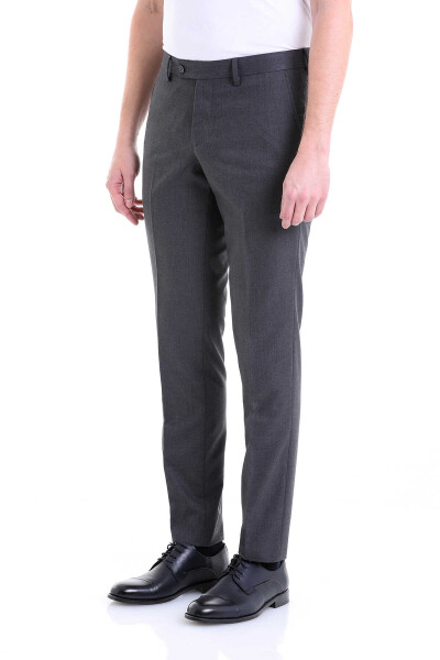 Gri Slim Fit Yandan Cep Flanel Pantolon - 4