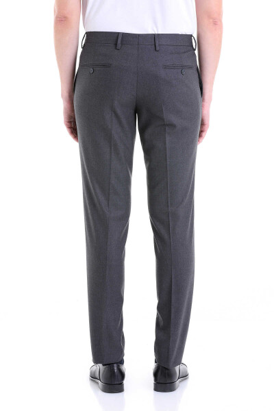Gri Slim Fit Yandan Cep Flanel Pantolon - 6