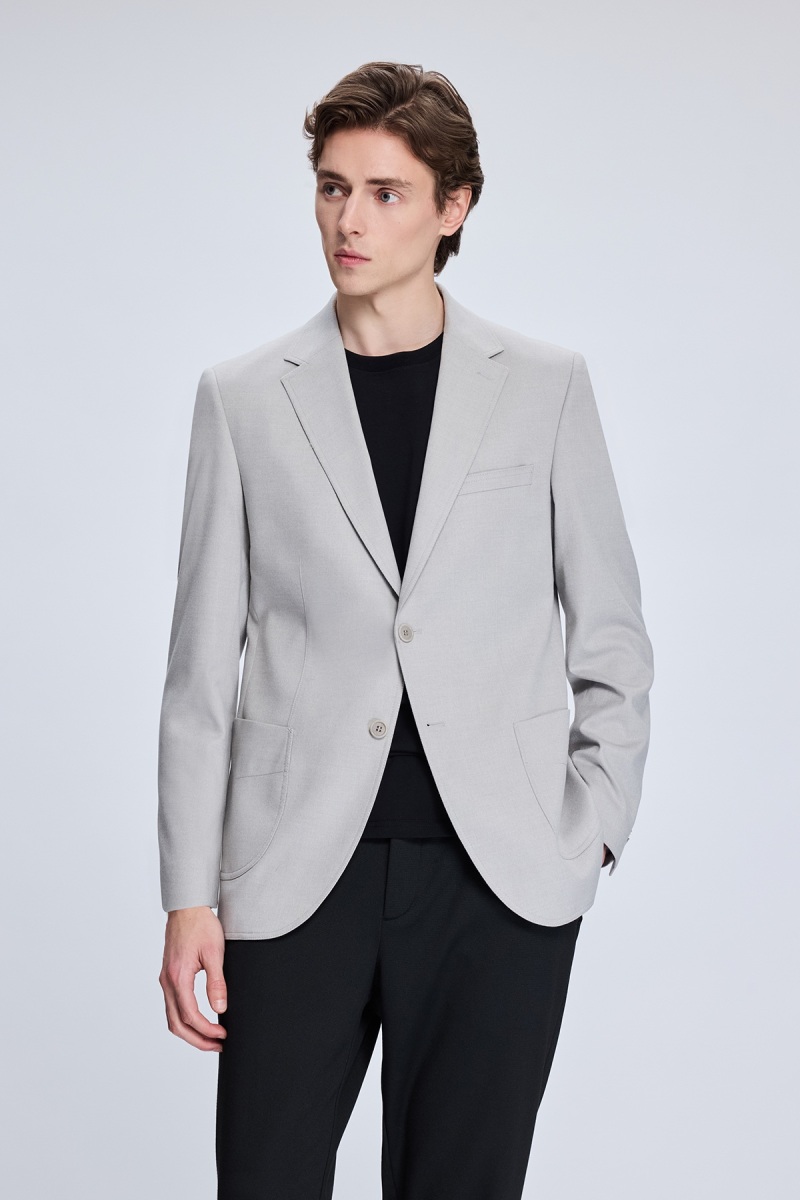 Gri Slim Fit Mono Yaka Casual Ceket - HTML