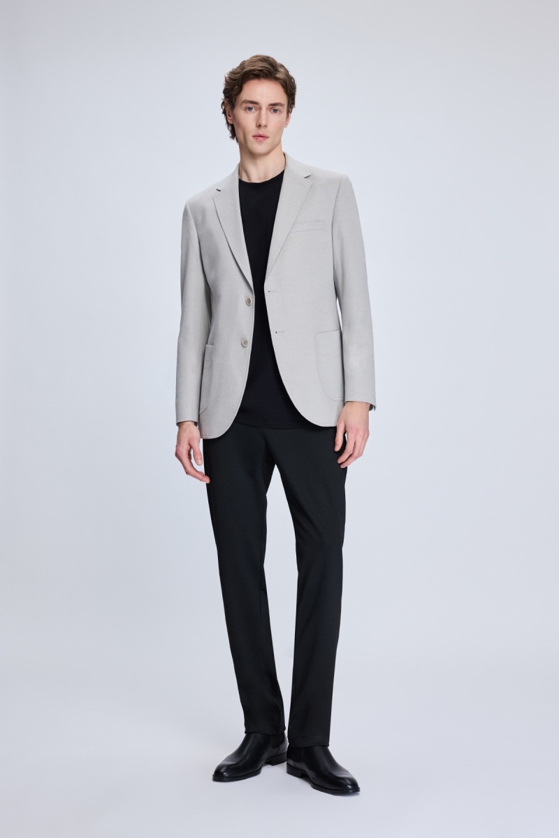 Gri Slim Fit Mono Yaka Casual Ceket - HTML (1)