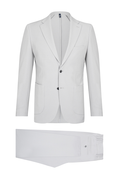 Gri Slim Fit Mono Yaka Casual Takım Elbise 