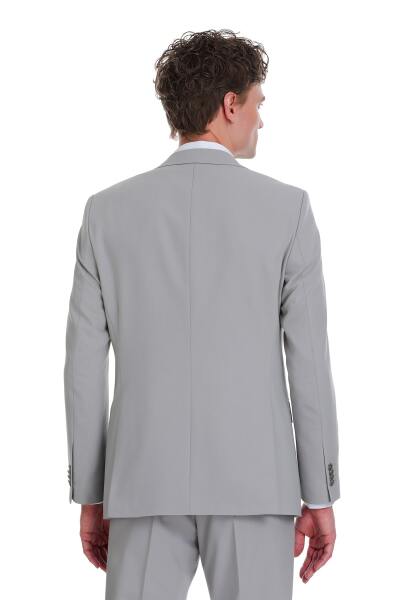 Gri Slim Fit Mono Yaka Klasik Takım Elbise - 5