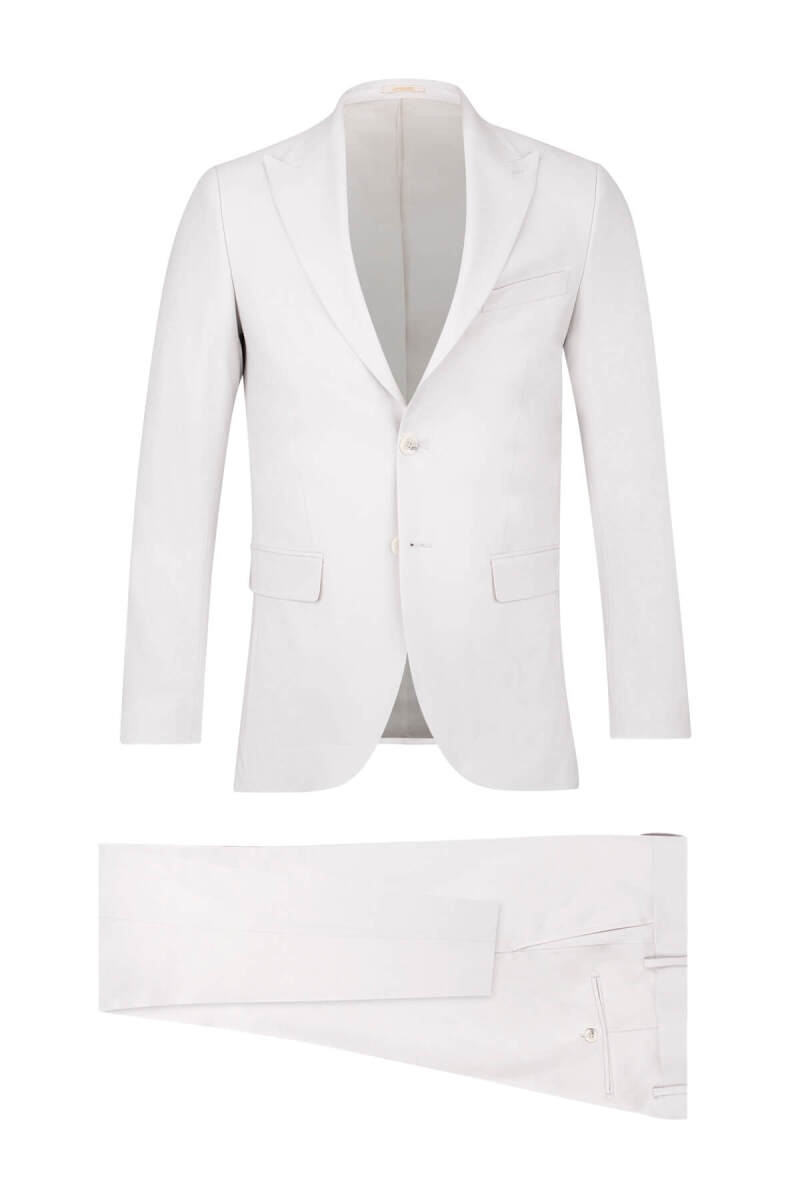 Gri Slim Fit Sivri Yaka Klasik Takım Elbise - Hatemoğlu