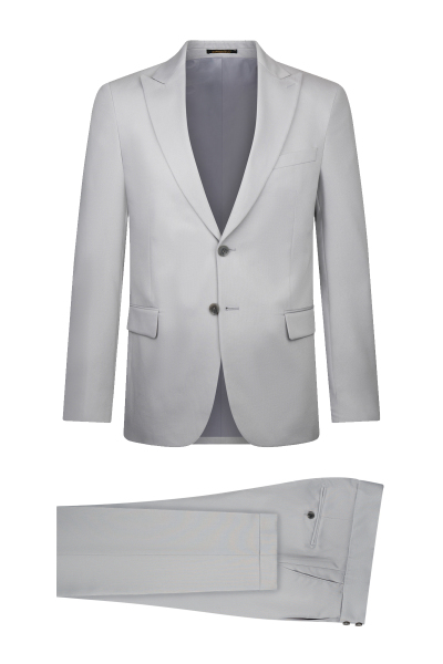 Gri Slim Fit Sivri Yaka Klasik Takım Elbise - 1