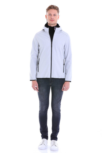 Taş Slim Fit Kapüşonlu Polar Mont - 4