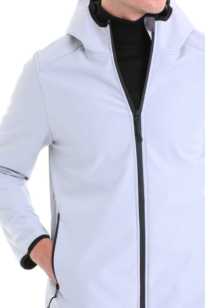 Taş Slim Fit Kapüşonlu Polar Mont - 5