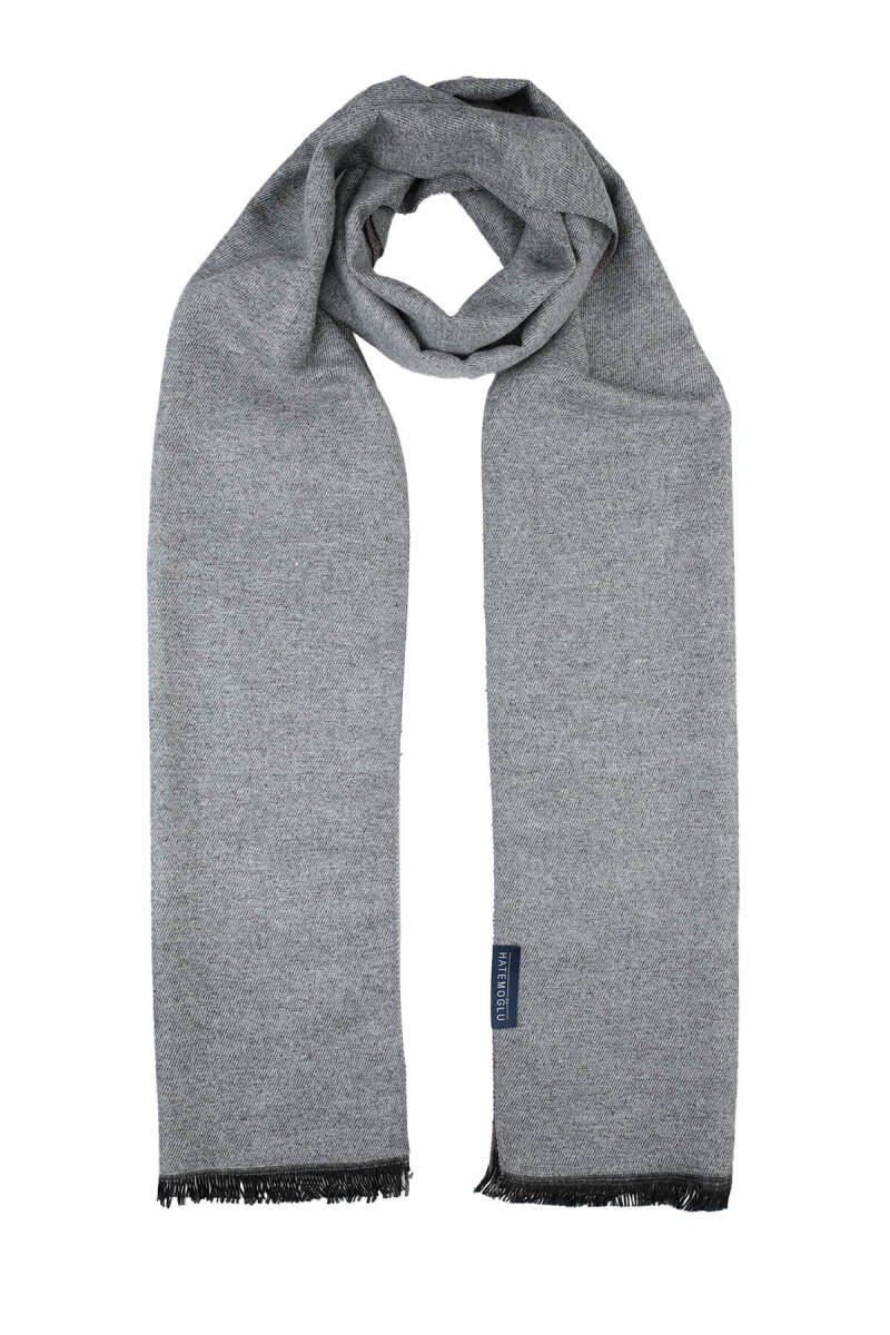 Gri - Vizon Çift Taraflı Atkı - Hatemoğlu