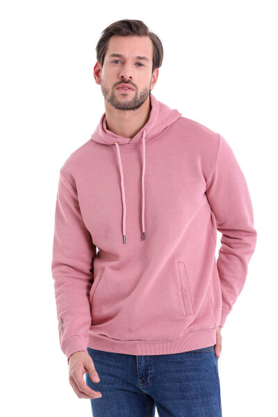 Gül Kurusu Regular Fit Pamuklu Kapüşonlu Kanguru Cepli Sweatshirt - 2