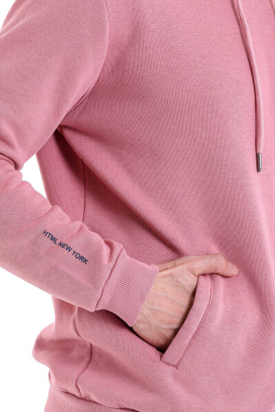 Gül Kurusu Regular Fit Pamuklu Kapüşonlu Kanguru Cepli Sweatshirt - 6
