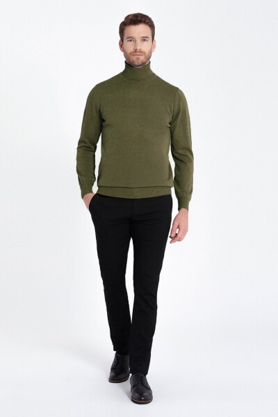 Yeşil Regular Fit Düz Balıkçı Yaka Triko Kazak - 16