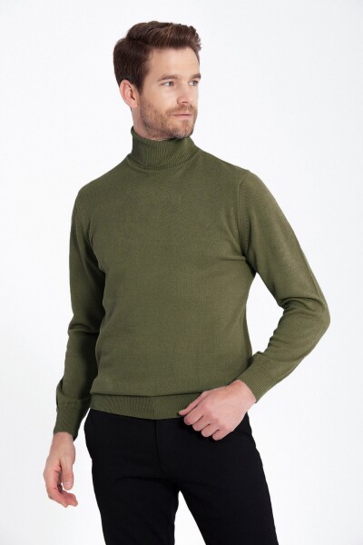 Yeşil Regular Fit Düz Balıkçı Yaka Triko Kazak - 6