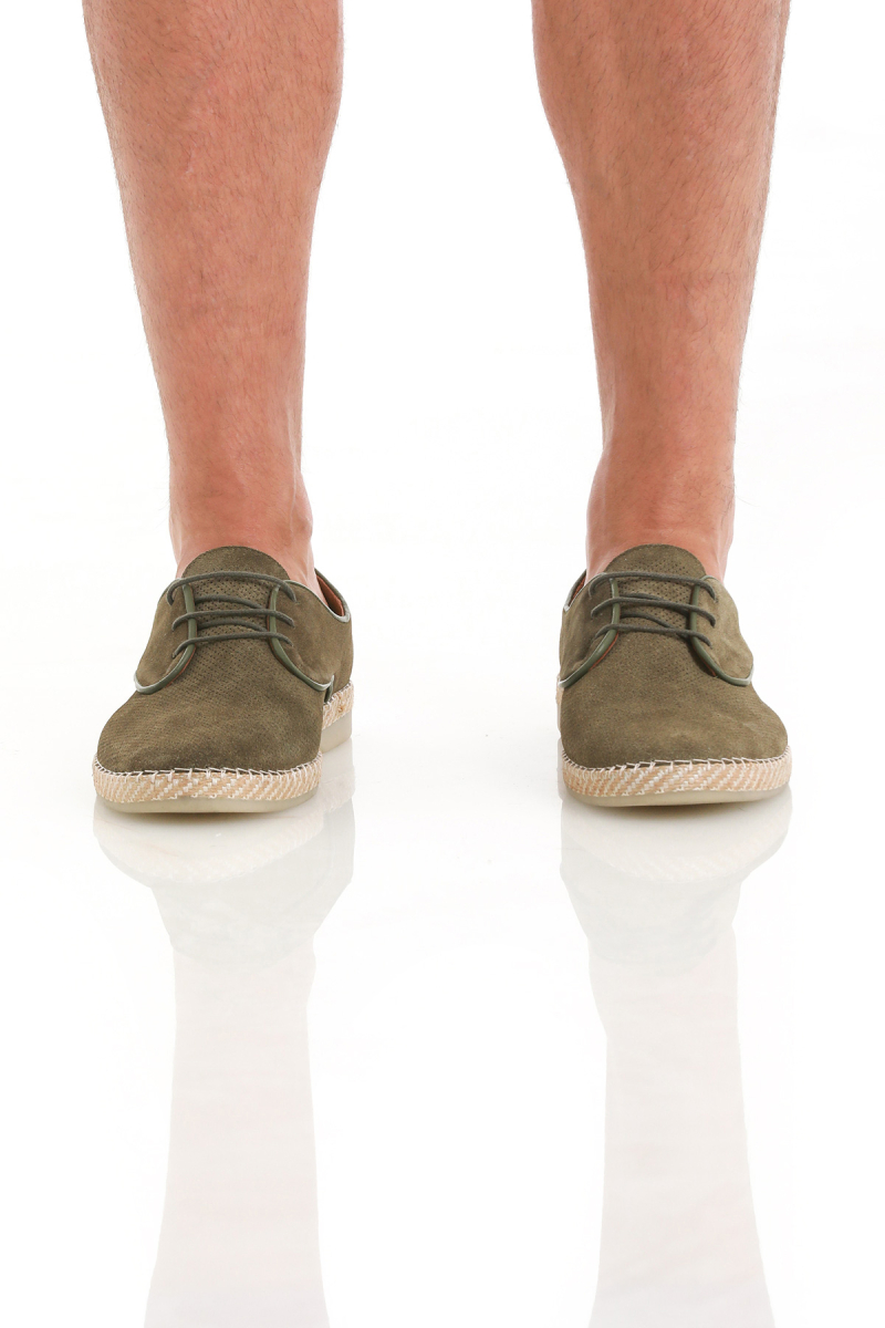 Haki Casual Bağcıklı Süet Ayakkabı - HTML