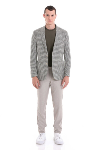 Haki Comfort Fit Desenli Mono Yaka Casual Ceket - 2