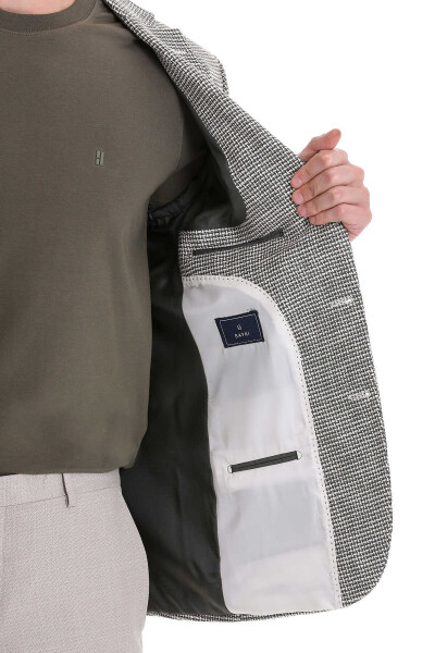 Haki Comfort Fit Desenli Mono Yaka Casual Ceket - 6