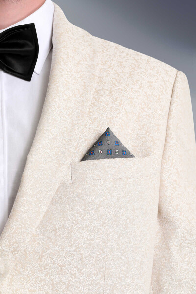 Haki Desenli Klasik Saten Cep Mendili - 2