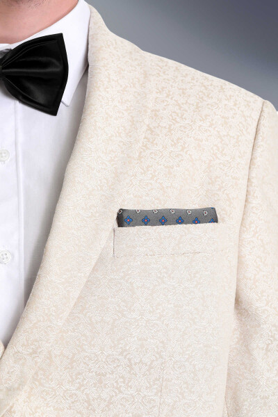 Haki Desenli Klasik Saten Cep Mendili - 3