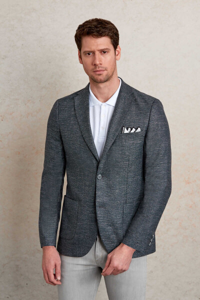 Haki Slim Fit Desenli Mono Yaka Casual Ceket - 1