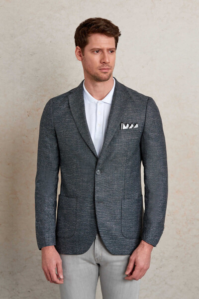 Haki Slim Fit Desenli Mono Yaka Casual Ceket - 2