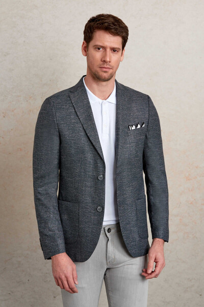 Haki Slim Fit Desenli Mono Yaka Casual Ceket - 4