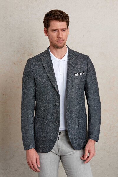 Haki Slim Fit Desenli Mono Yaka Casual Ceket - 5