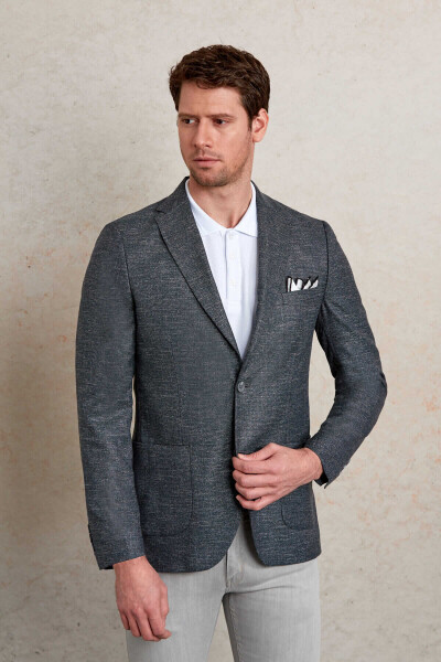 Haki Slim Fit Desenli Mono Yaka Casual Ceket - 6