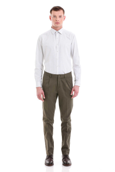 Haki Dinamik Fit Yandan Cepli Pamuklu Kanvas Pantolon - 2