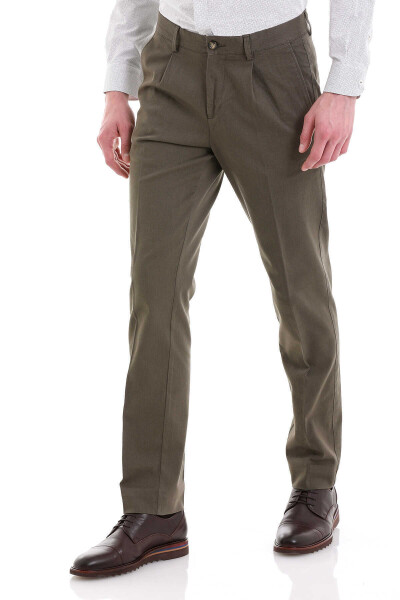 Haki Dinamik Fit Yandan Cepli Pamuklu Kanvas Pantolon - 3