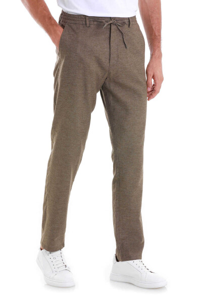 Haki Dinamik Fit Düz Yandan Cepli Keten Jogger Pantolon - 4