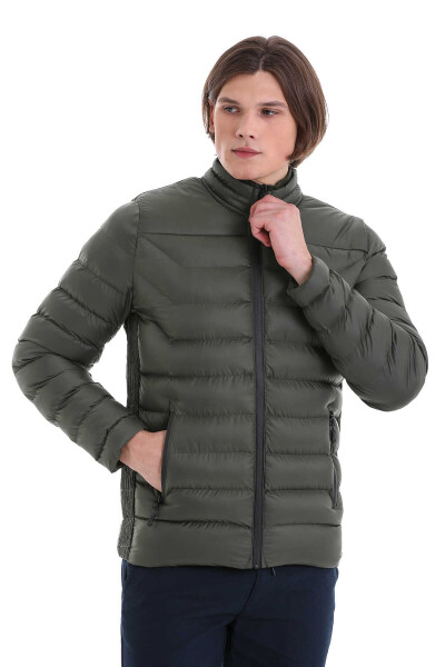 Haki Ekstra Slim Fit Hakim Yaka Şişme Mont - 3