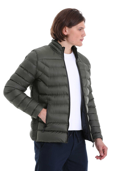 Haki Ekstra Slim Fit Hakim Yaka Şişme Mont - 4