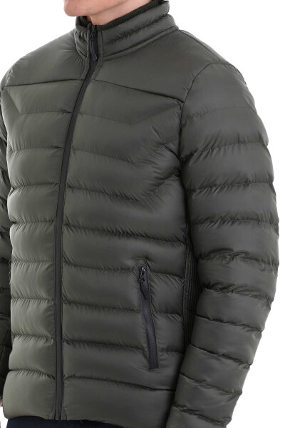 Haki Ekstra Slim Fit Hakim Yaka Şişme Mont - 5