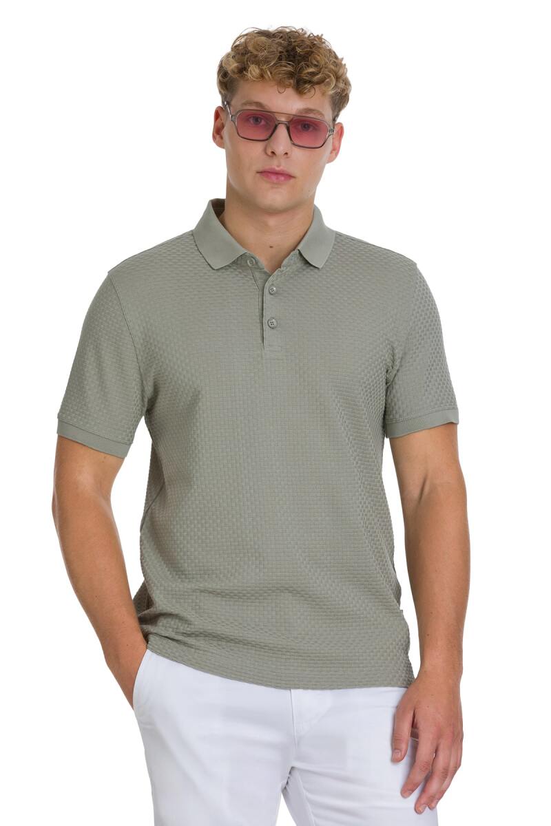 Haki Regular Fit 100% Pamuk Polo Yaka Merserize Tişört - SAYKI