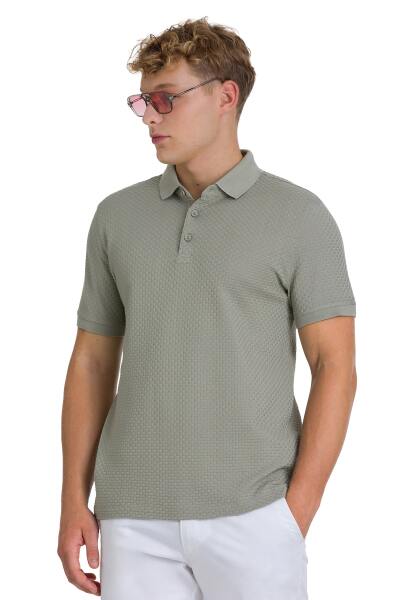 Haki Regular Fit 100% Pamuk Polo Yaka Merserize Tişört - 3
