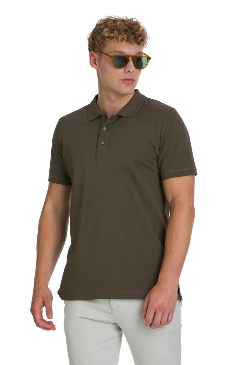 Haki Regular Fit 100% Pamuklu Polo Yaka Tişört - Hatemoğlu