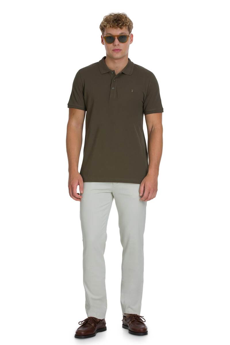 Haki Regular Fit 100% Pamuklu Polo Yaka Tişört - Hatemoğlu (1)