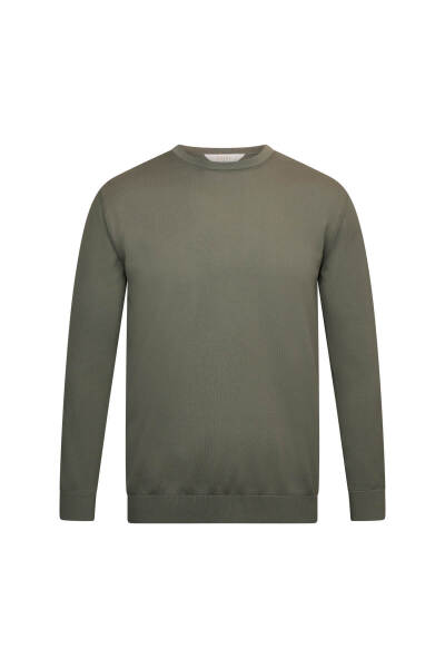 Haki Regular Fit Bisiklet Yaka Rayon Triko Kazak 