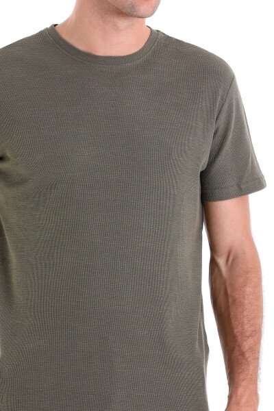 Haki Regular Fit Desenli 100% Pamuk Bisiklet Yaka Tişört - 5