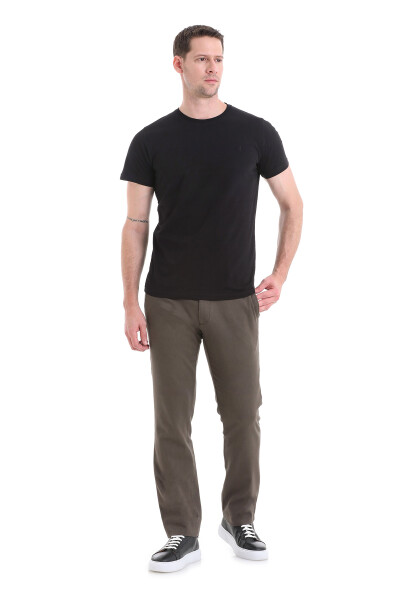 Haki Regular Fit Pamuklu Yandan Cepli Kanvas Pantolon 