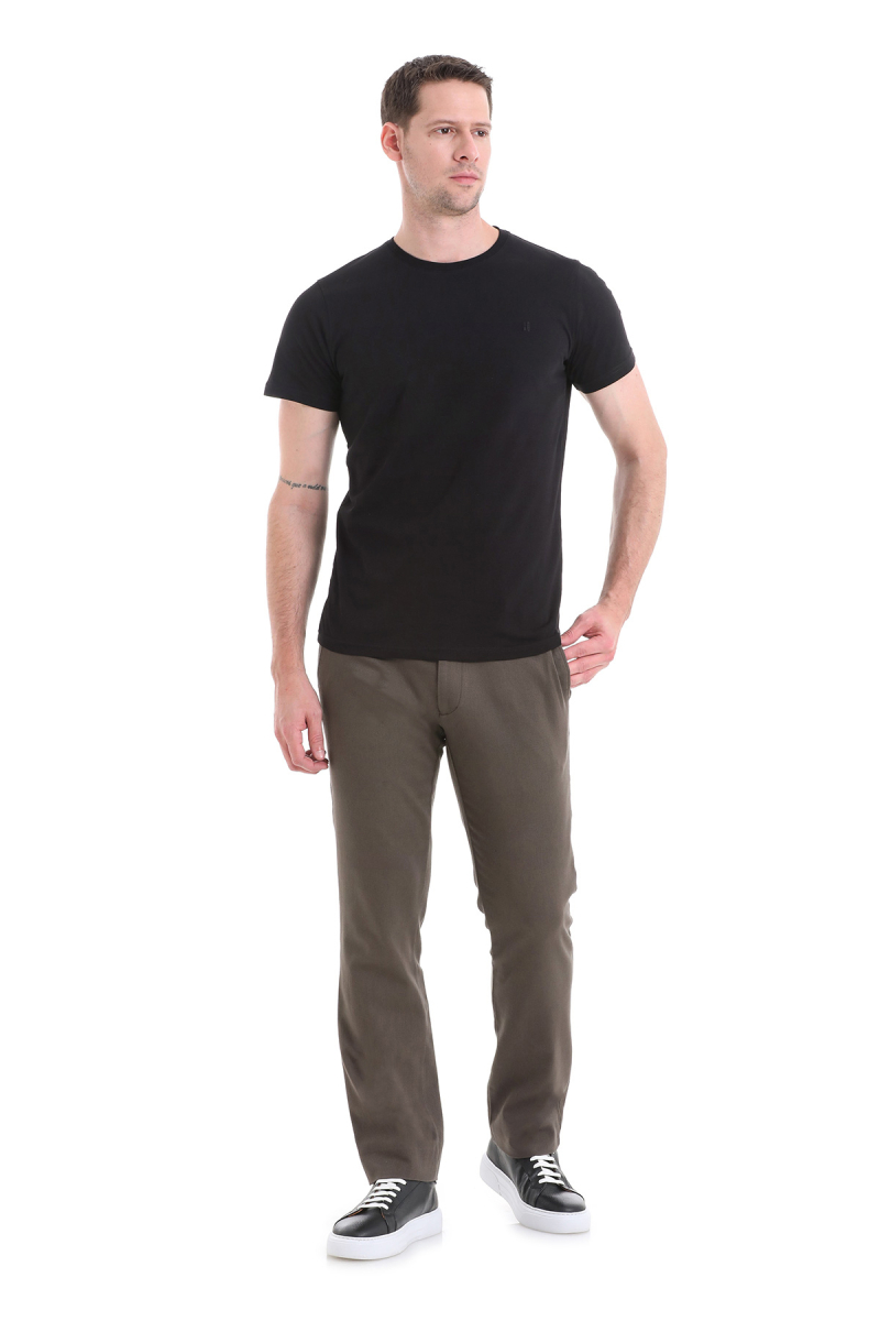 Haki Regular Fit Pamuklu Yandan Cepli Kanvas Pantolon - Hatemoğlu