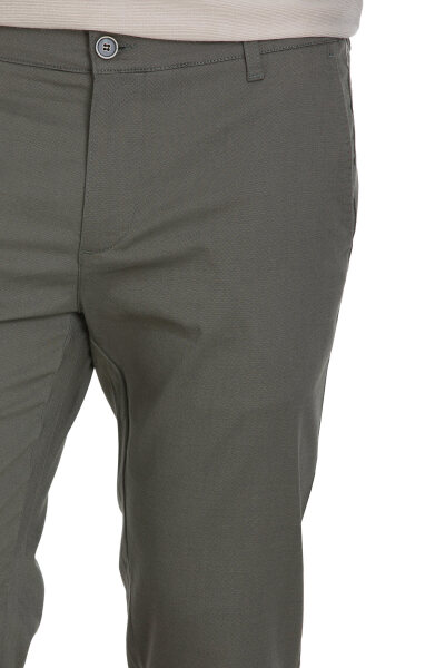 Haki Regular Fit Desenli Yandan Cepli Pamuklu Jogger Pantolon - 4