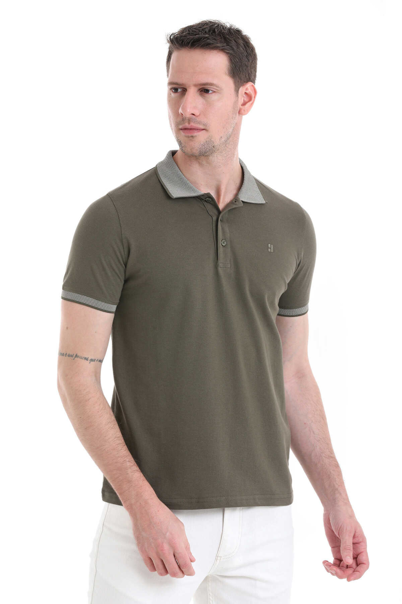 Haki Regular Fit 100% Pamuklu Polo Yaka Tişört - Hatemoğlu (1)