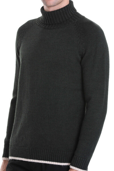 Haki Regular Fit Balıkçı Yaka Triko Kazak - 5