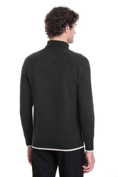 Haki Regular Fit Balıkçı Yaka Triko Kazak - 6