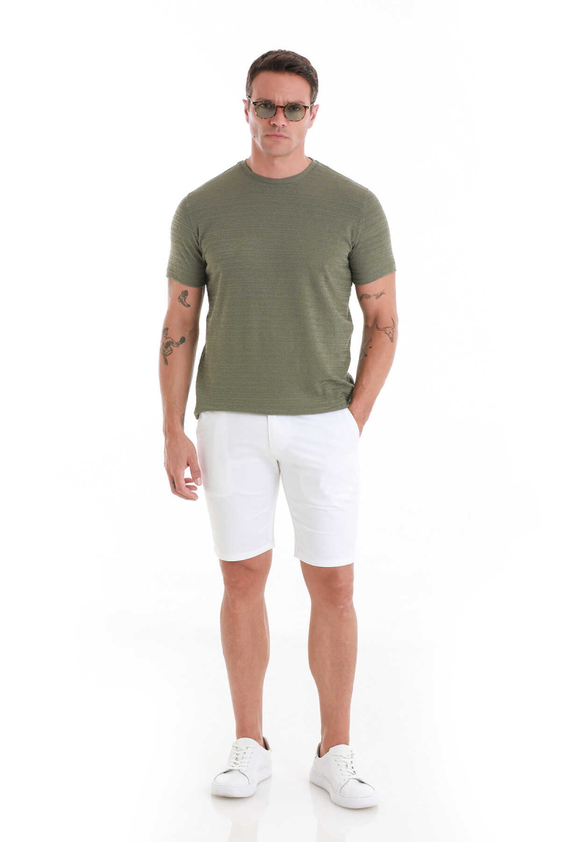 Haki Regular Fit Bisiklet Yaka Tişört - HTML (1)